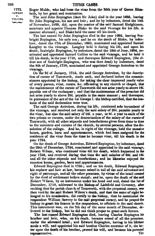 A collection of the reports of cases, the statutes, and ecclesiastical laws relating to Tithes 1826 p.266